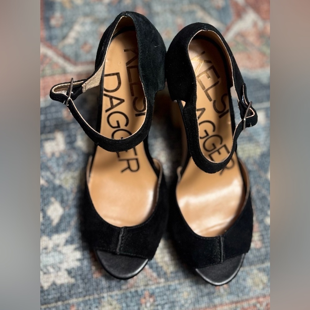 Kelsi Dagger Leather Wood Platform Shoes – Size 8.5 New - Picture 1 of 6